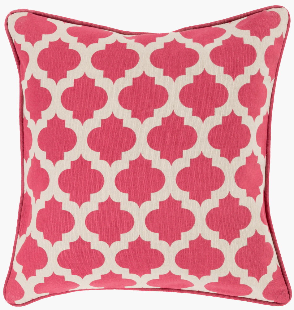 Morrocan Printed Lattice Accent Pillow Down, Decorative Pillow by Surya, 18" length x 18" width