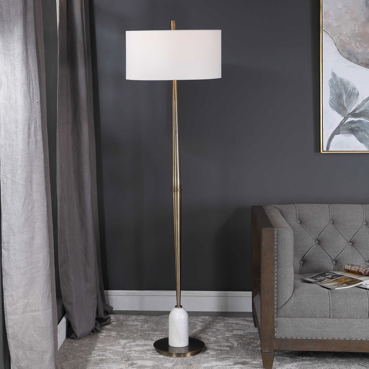 Minette Mid-Century Floor Lamp, by Uttermost, 20" width x 70.5" height x 20" depth View 2