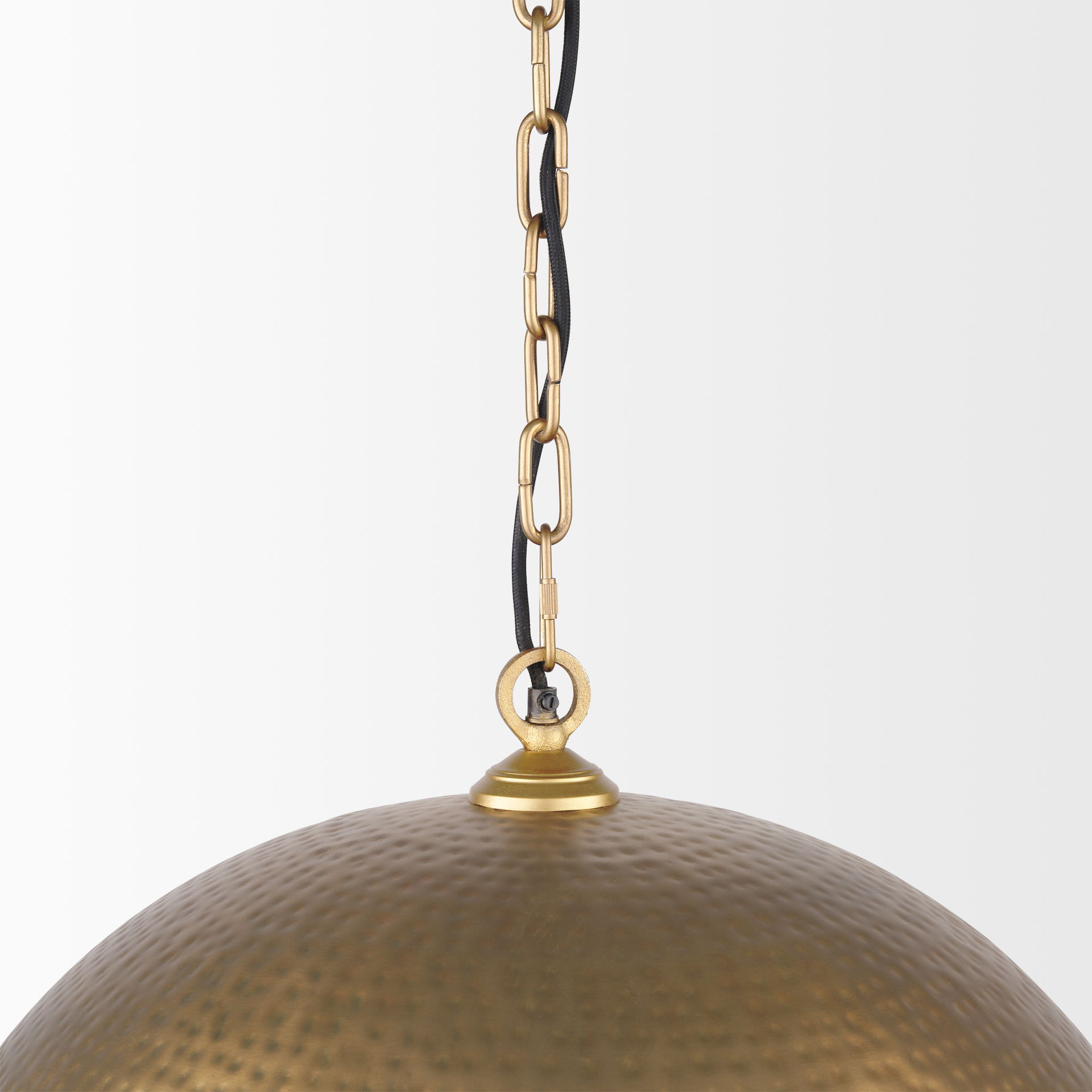 Karina 24' Round Brass-tone Hammered Metal Dome  Pendant Light large image 