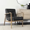 Phineas Black Leather with Brown Wooden Frame Accent Chair thumbnail 3