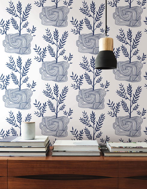 Seedlings Blue Peel & Stick Wallpaper