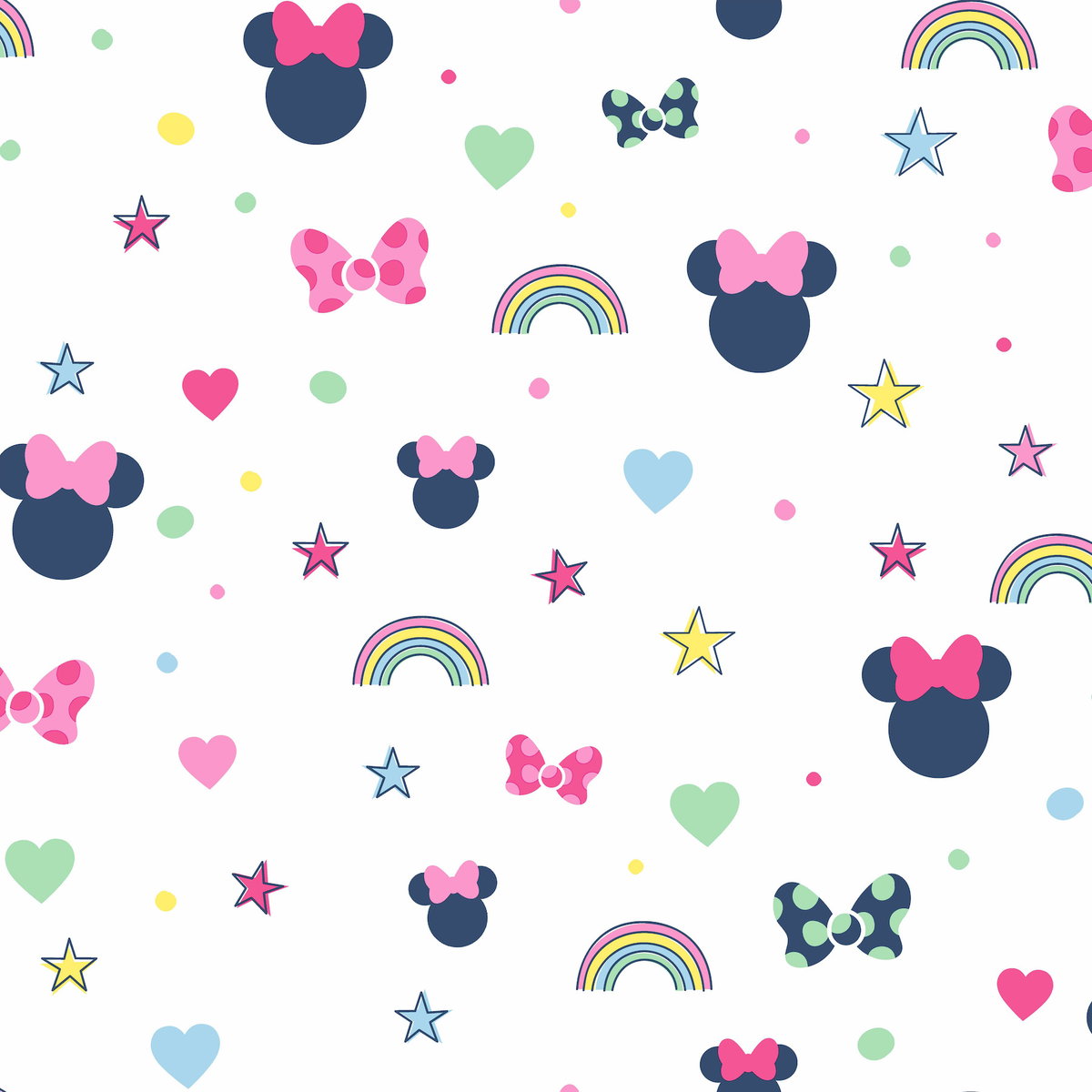 Disney Minnie Mouse Rainbow Pink Wallpaper, by York Wall, 33' length x 1'8.5" width x 0.02" depth