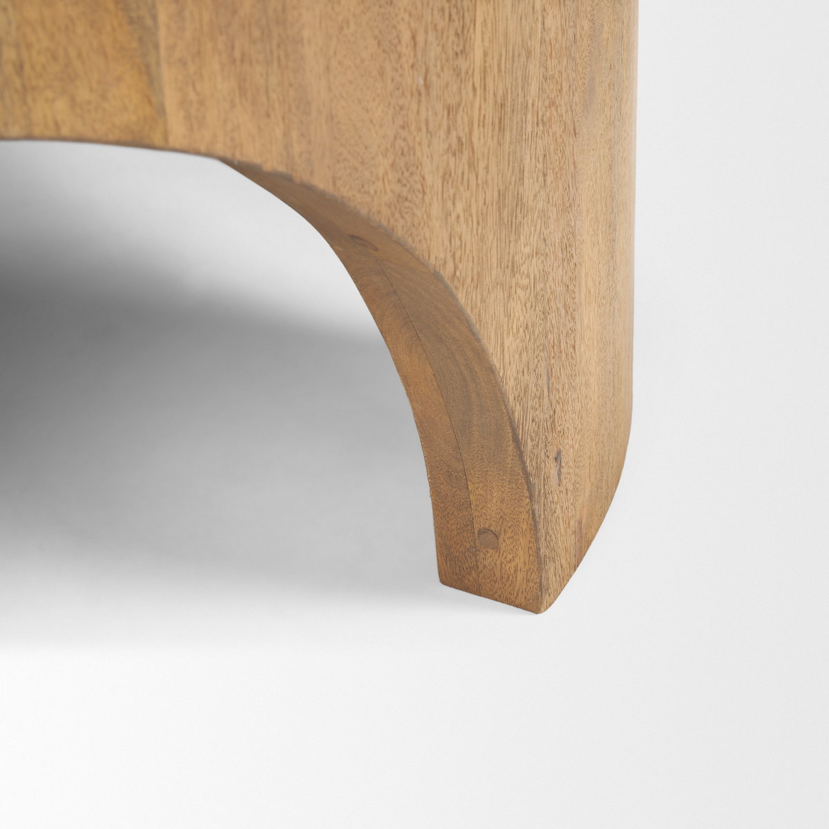 Shima Round Light Brown Wood with Arched Legs Coffee Table, by Mercana, 45" length x 45" width x 16" height View 11