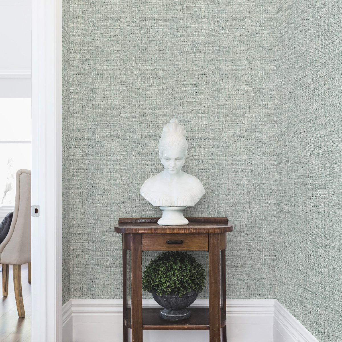 Papyrus Weave Blue Peel & Stick Wallpaper, by York Wall, 20' length x 2'3" width x 0.02" depth View 3