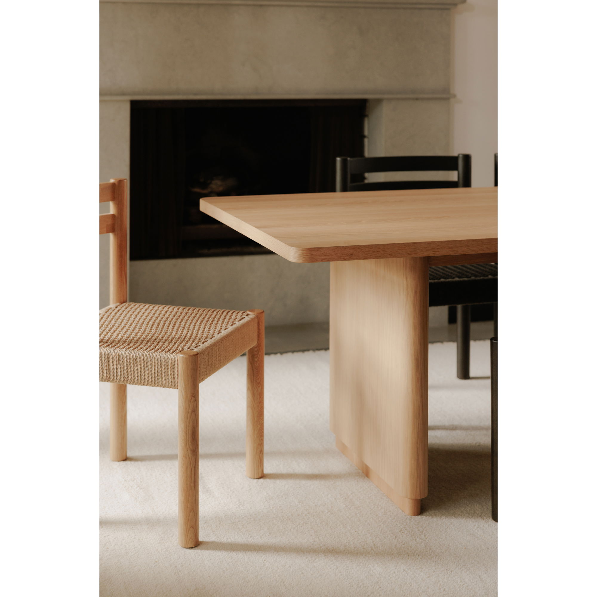 Round Off Small Dining Table Nastural Oak, by Moe's Home, 88" width x 29" height x 39" depth View 5