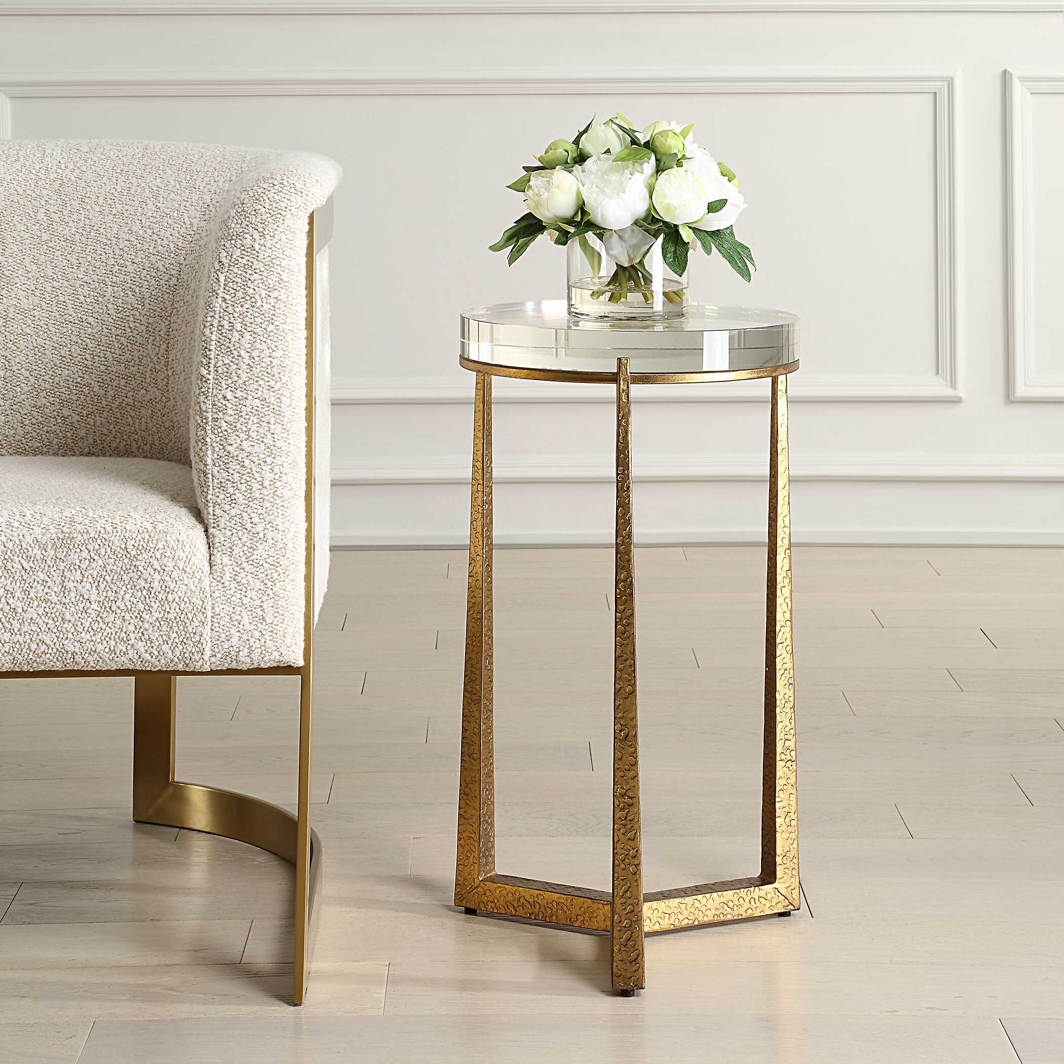 Midas Antique Gold Accent Table, Furniture by Uttermost, 13.5" width x 24.25" height x 13.5" depth View 4