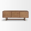 Grier 65' Medium Brown Wood with Cane Media Console, by Mercana, 65" length x 18.75" width x 23" height thumbnail 5