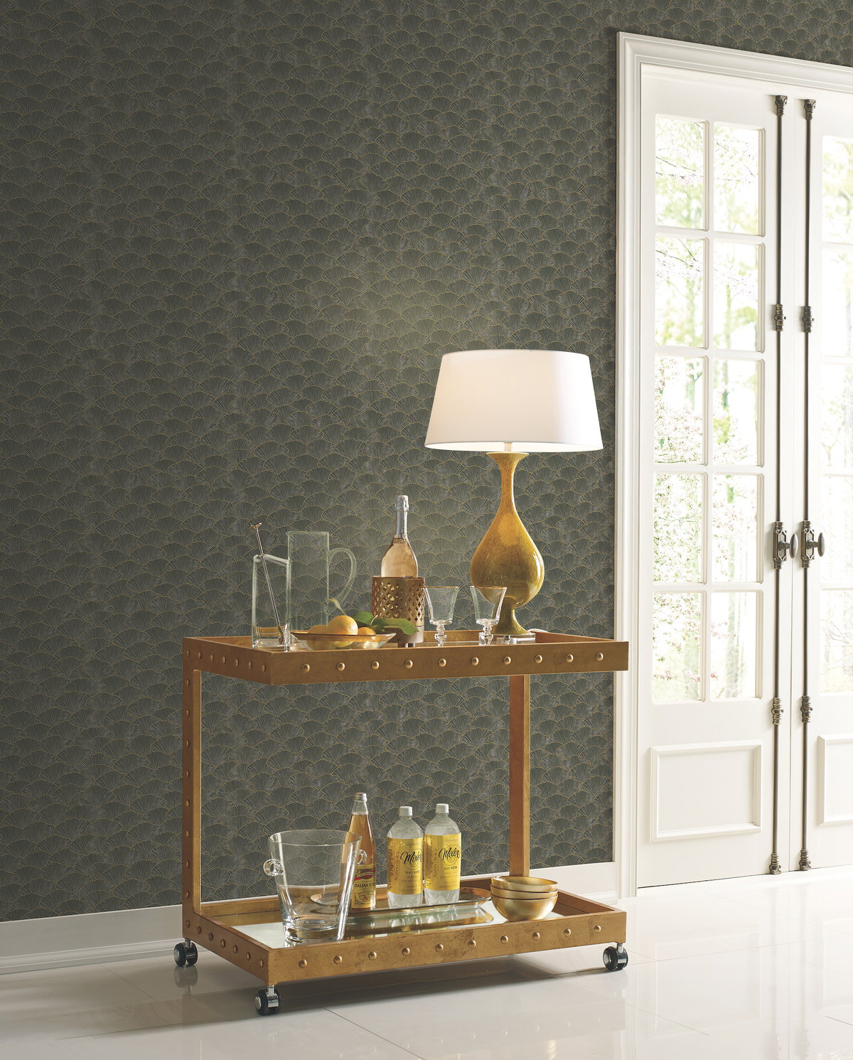 Luminous Gingko Grey Wallpaper, by York Wall, 27' length x 2'3" width x 0.02" depth View 2