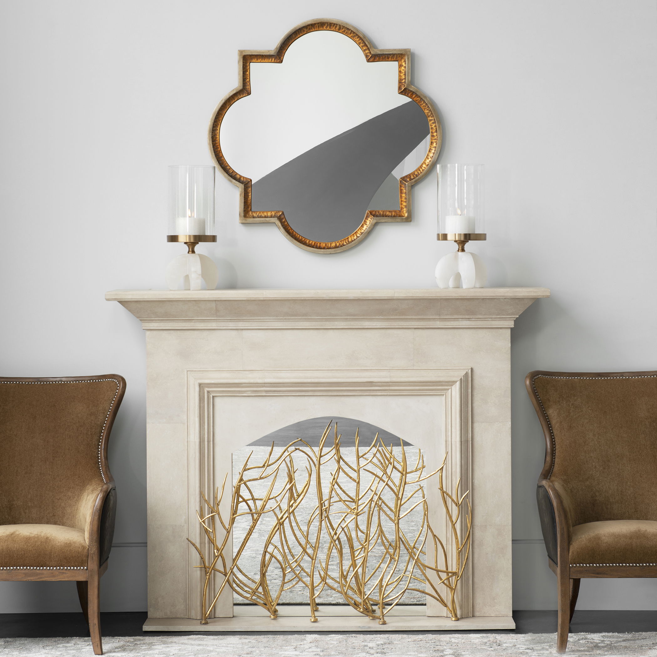 Gold Branches Decorative Fireplace Screen large image 