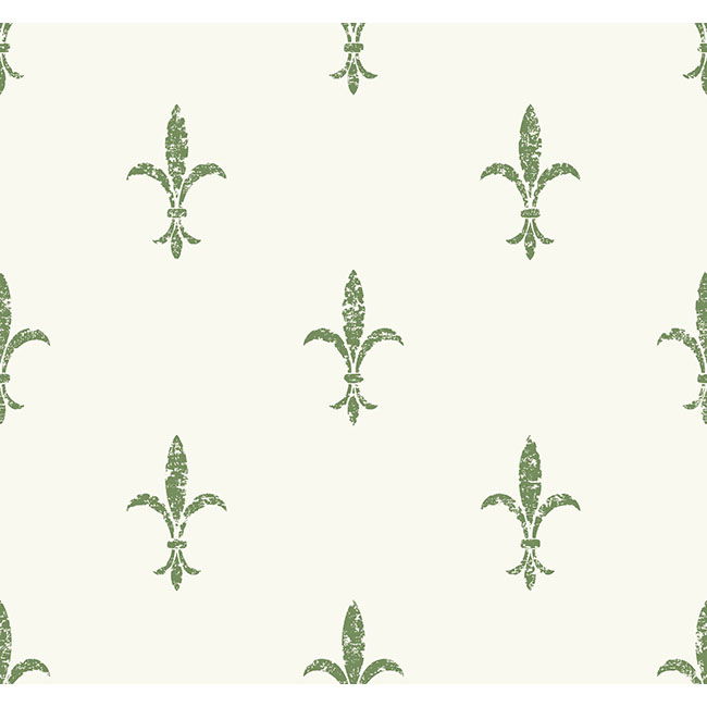 Fleur De Lis White & Green Wallpaper large image 
