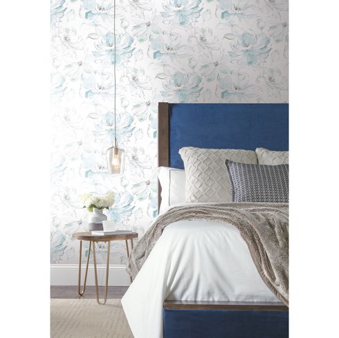 Floral Dreams Blue & Green Wallpaper