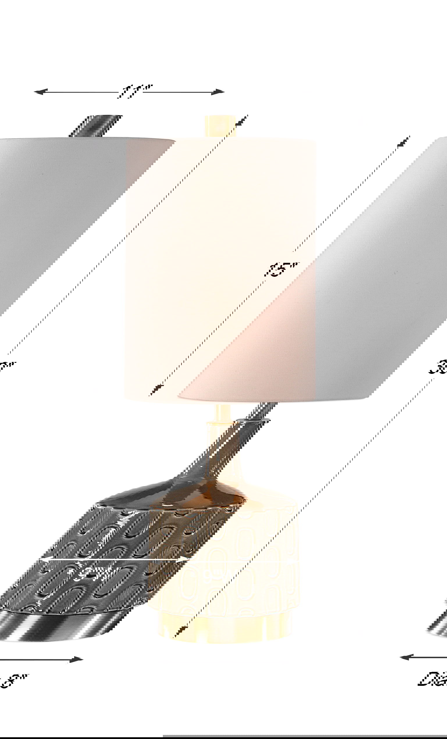 Darrin Gray Table Lamp, by Uttermost, 11" width x 30" height x 11" depth View 3