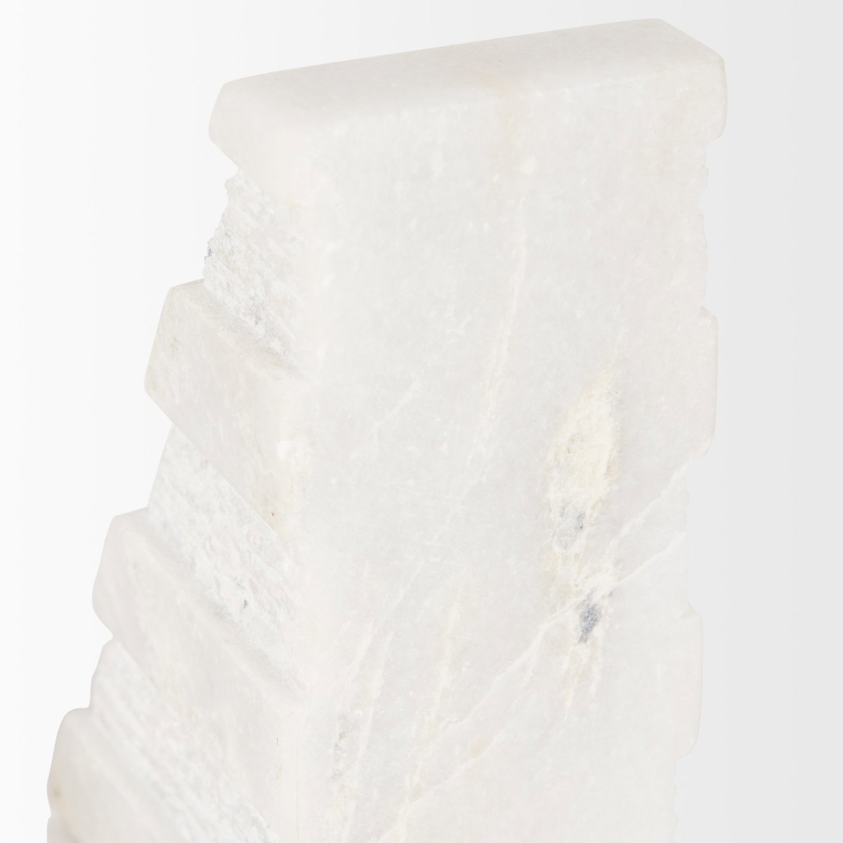 Cavetto White Marble Bookends with rough carving S/2, by Mercana, 4.25" length x 2.5" width x 6" height View 11