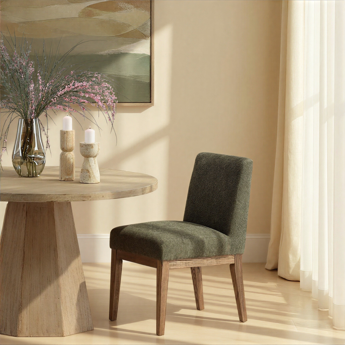 Weilan Dining Chair Olive, by Dovetail, 18.5" width x 33.75" height x 24" depth View 7