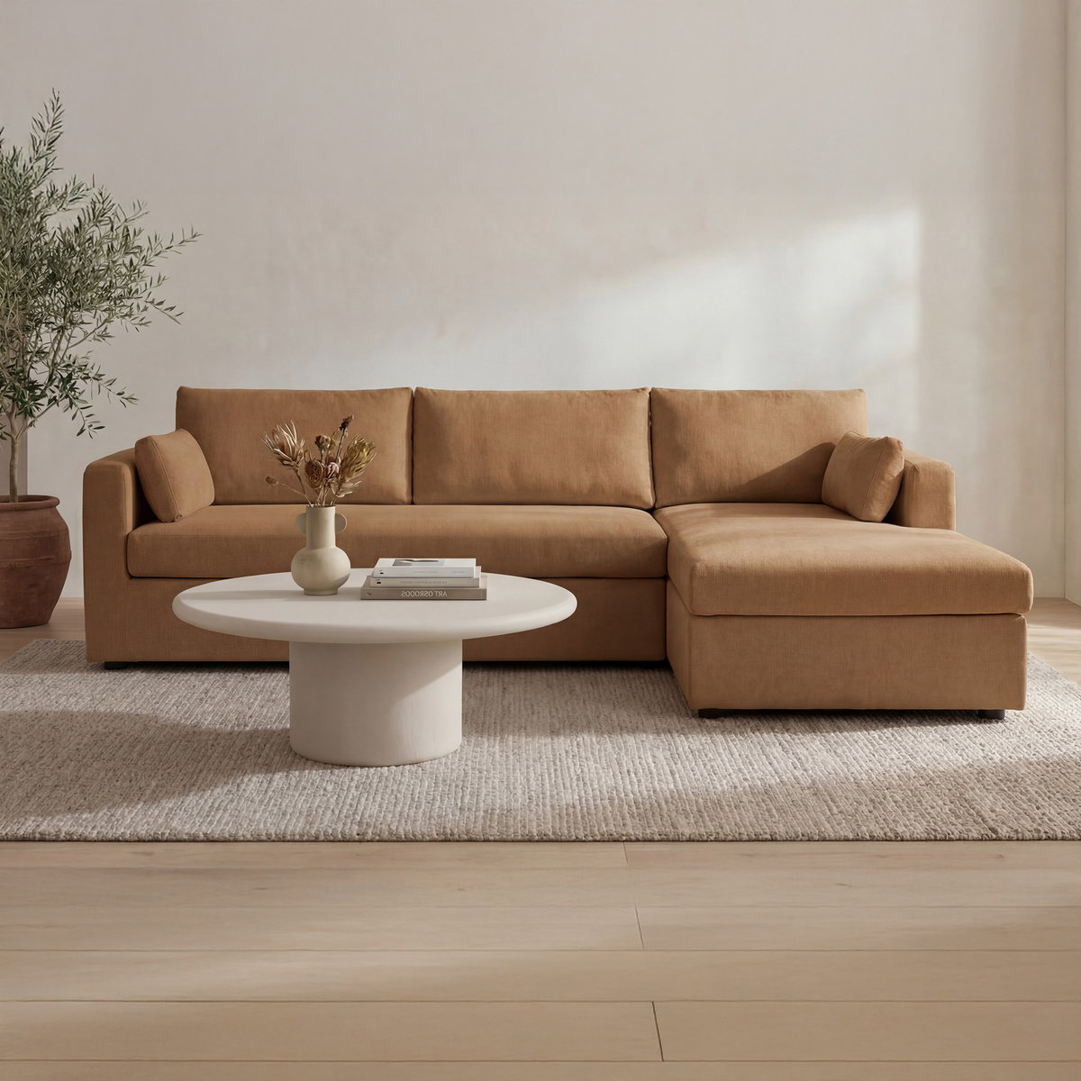 Burrow Sleeper Sectional With Storage Chaise Ginger Right, Sectional Sofa by Moe's Home, 115.75" width x 32.68" height x 61" depth View 8