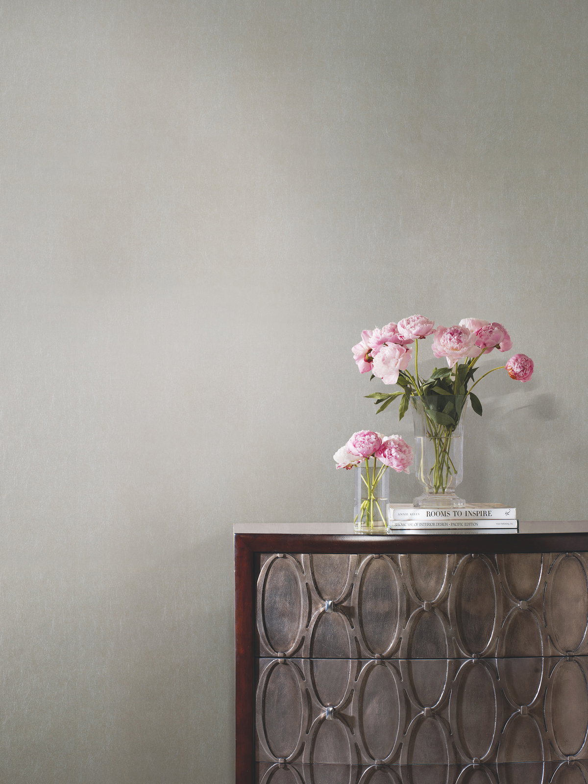 Oasis Silver Metallic Wallpaper, by York Wall, 27' length x 2'3" width x 0.02" depth View 2