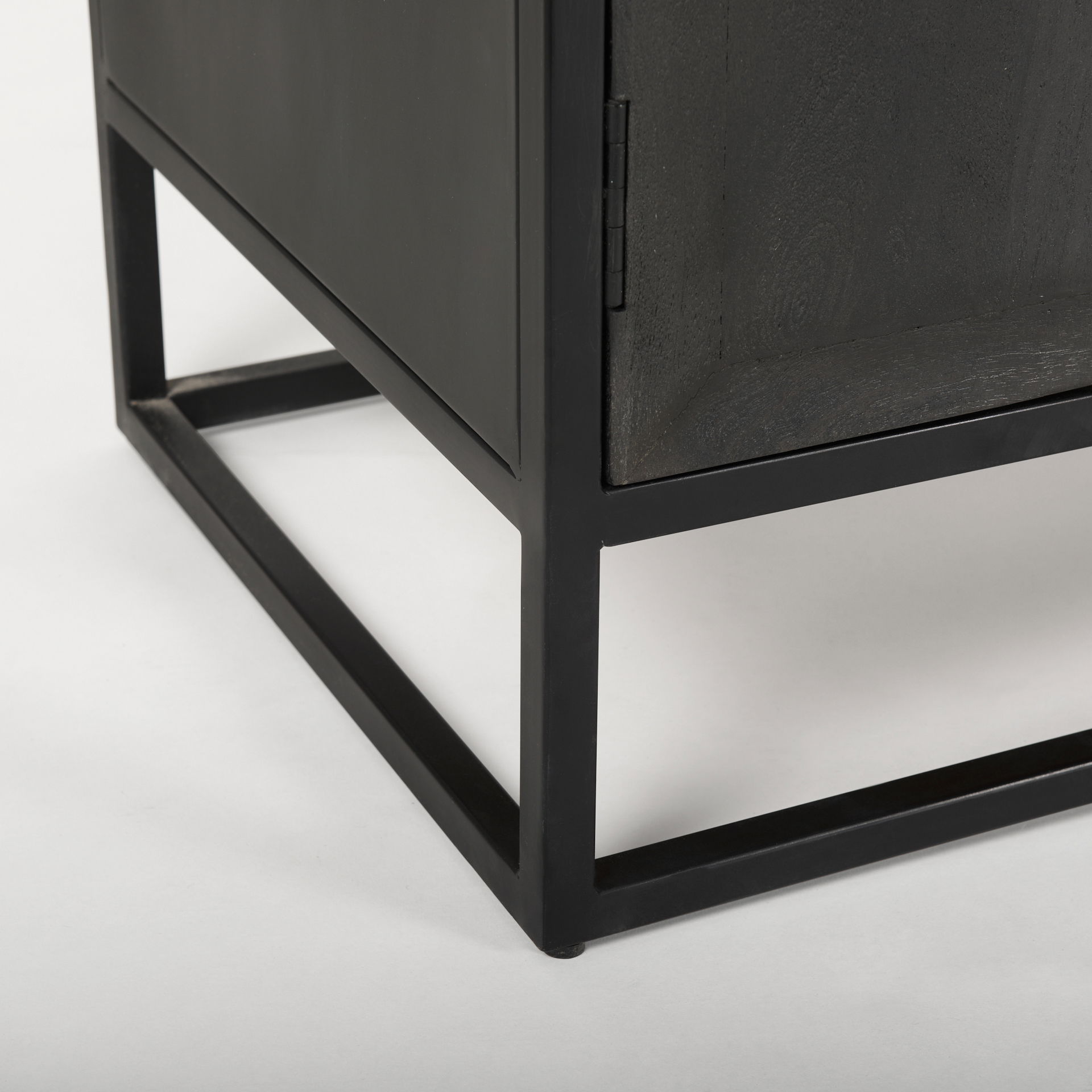 Sloan 85.5H Black Wood with Black Metal Frame Arch Cabinet large image 