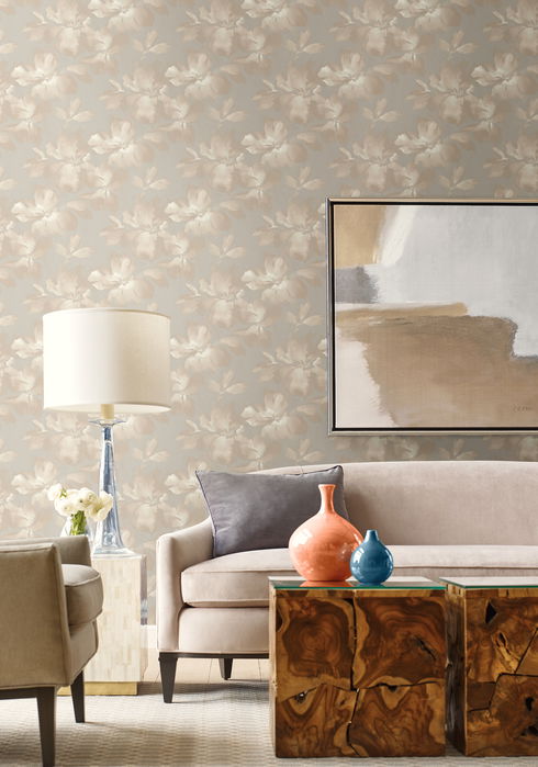 Midnight Blooms Grey Wallpaper