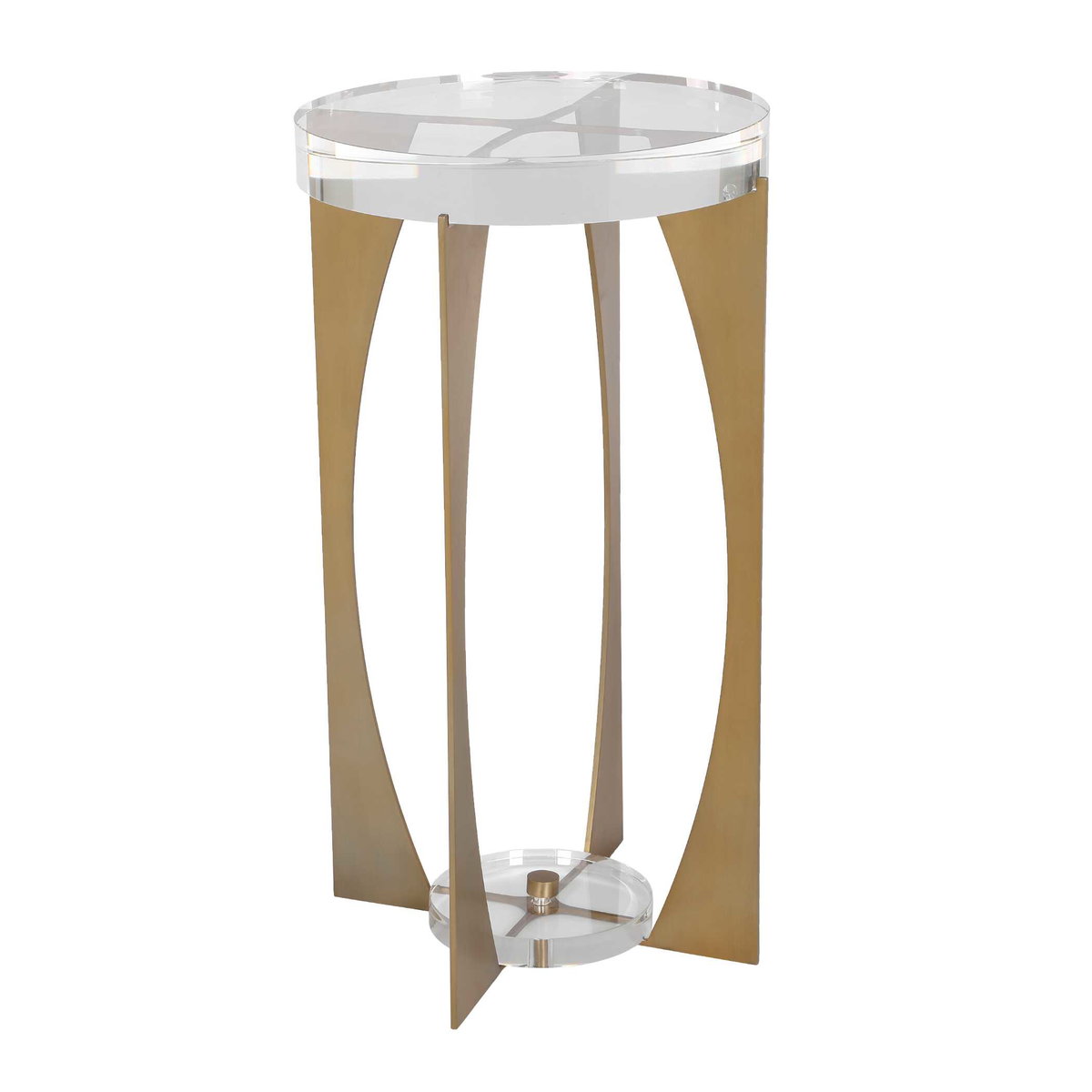 Kolkata Brass Accent Table, Side & End Table by Uttermost, 13.75" width x 24" height x 13.75" depth View 4