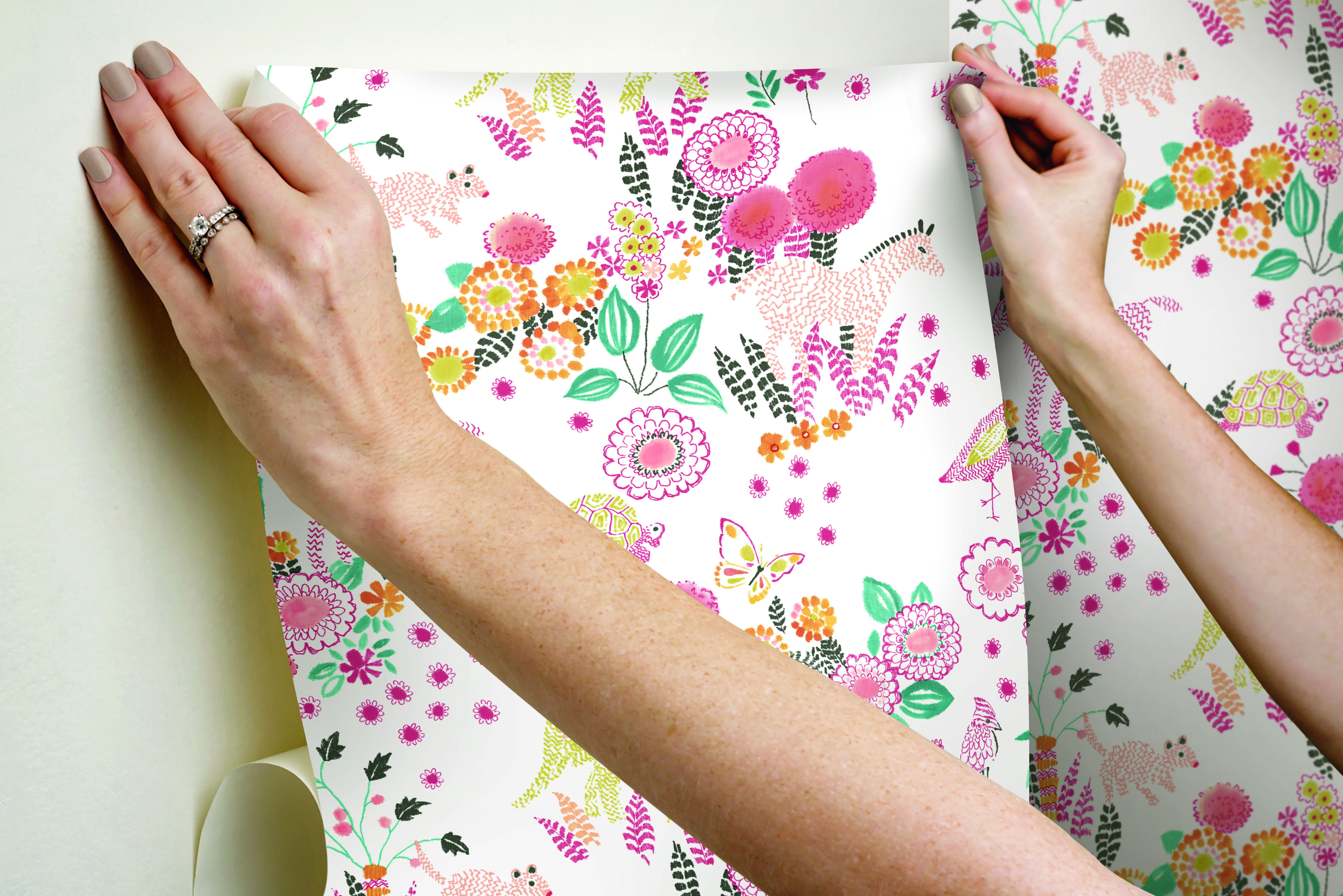 Reverie Coral Peel & Stick Wallpaper, by York Wall, 20' length x 2'3" width x 0.02" depth View 6