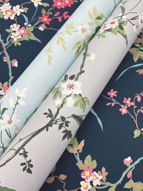 Blossom Branches Light Grey Wallpaper
