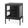 Arelius 20L x 18W x 26H Black-Brown Wood with Black Metal Frame End/Side Table, Side & End Table by Mercana, 20" length x 18.75" width x 26" height thumbnail 1