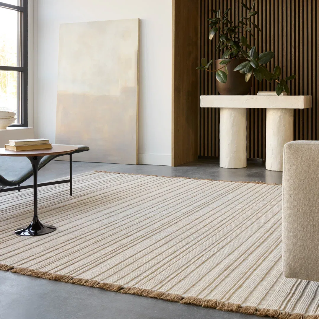 Bandera Handmade Solid Cream/Beige Area Rug (8'X10') large image 