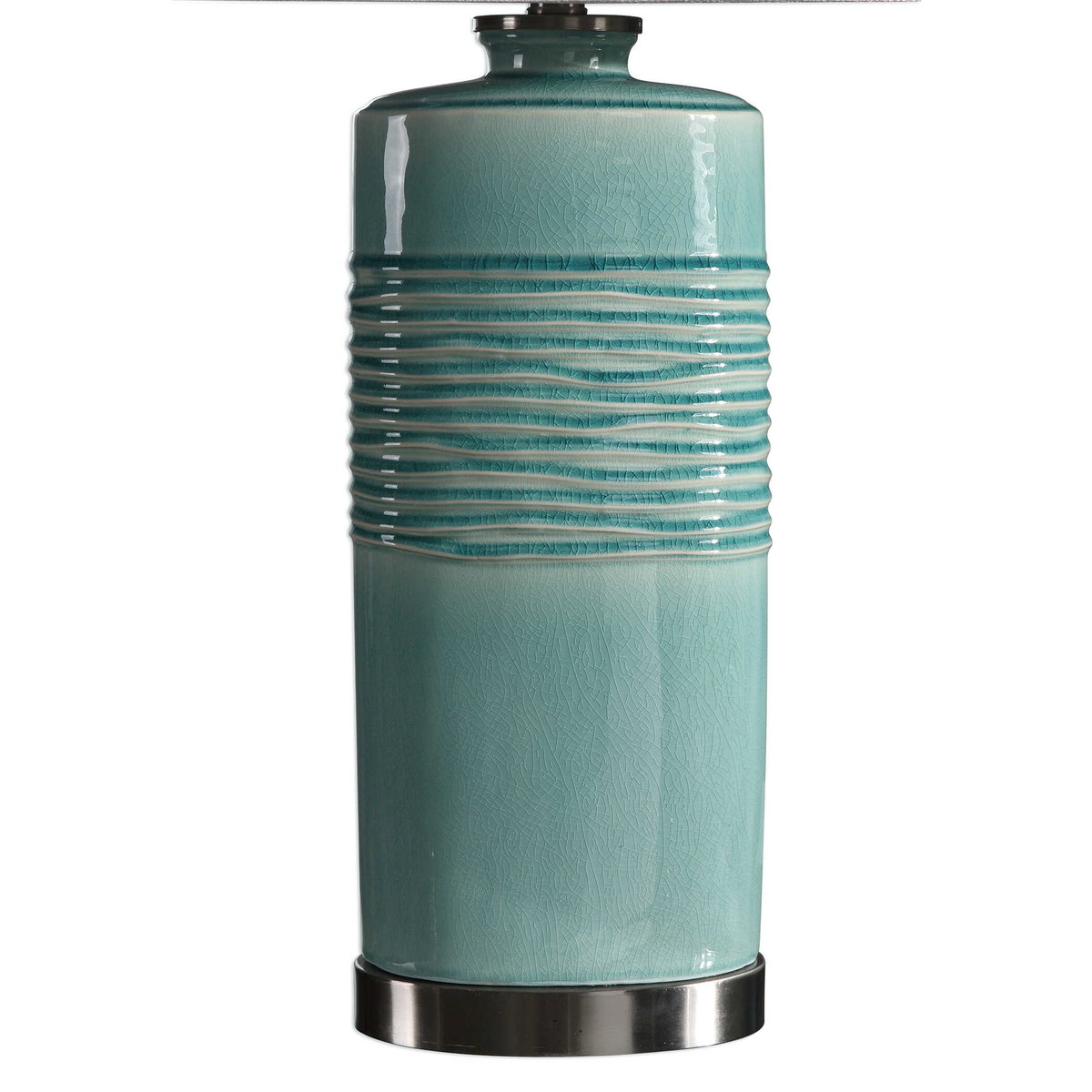 Rila Distressed Teal Table Lamp, by Uttermost, 19" width x 32" height x 13" depth View 4