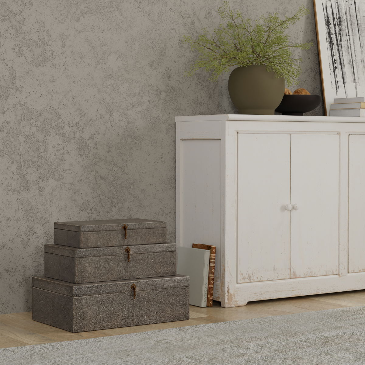 Cosmos Nesting Boxes  Set Of Three, by Sarreid, 1'4" length x 2' width x 8" height View 15