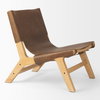 Elodie 24.4L x 33.9W x 30.7H Brown Leather with Natural Beech Wood Frame Accent Chair, by Mercana, 24.41" length x 31.9" width x 30.71" height thumbnail 10
