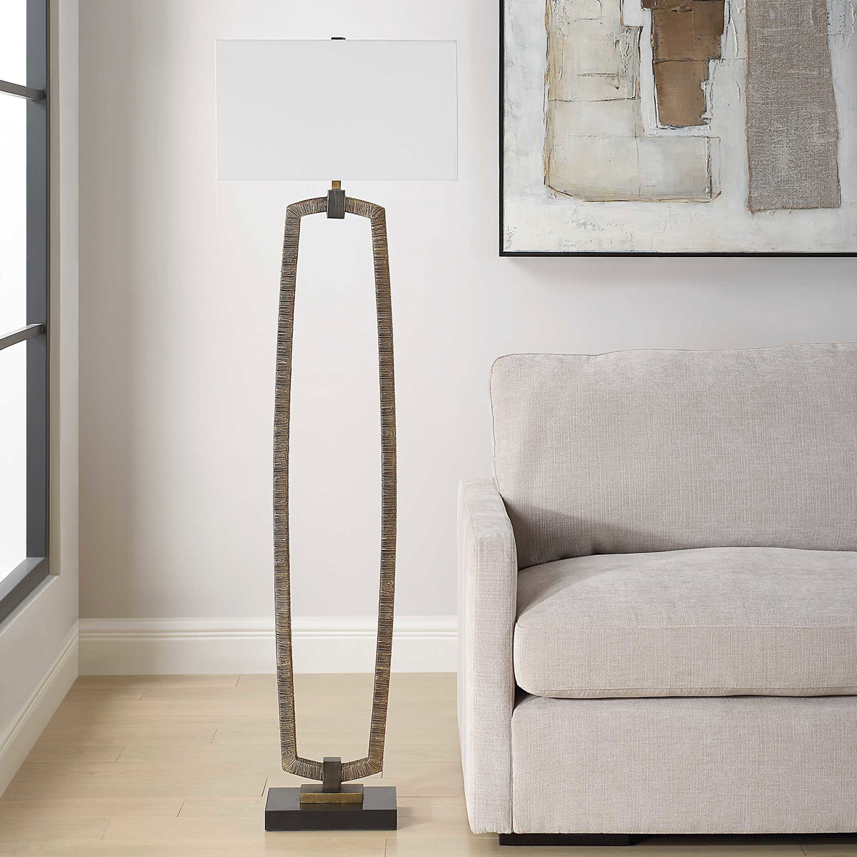 Relic Gold Floor Lamp, by Uttermost, 1'7" width x 5'3.5" height x 11" depth View 4