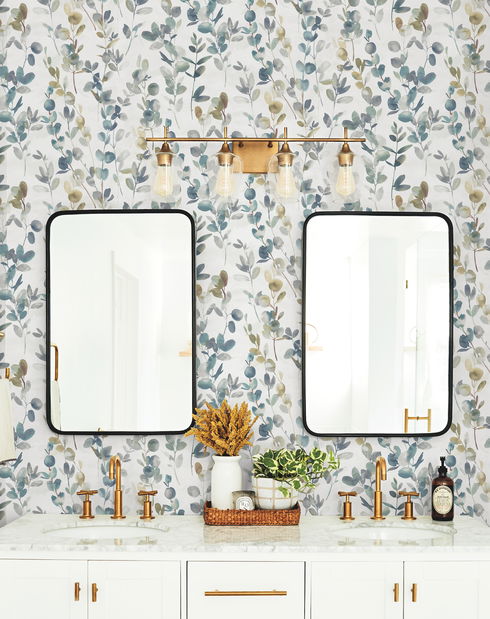 Joyful Eucalyptus Turquoise Wallpaper