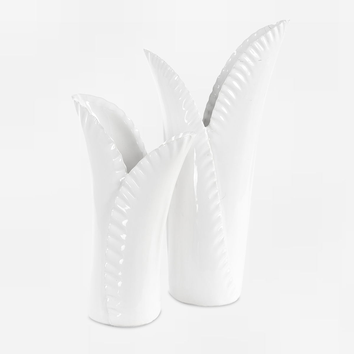 Leafscape White Vases Set/2, by Uttermost, 7.75" width x 15" height x 5.94" depth View 1