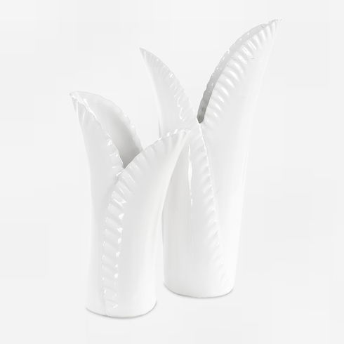 Leafscape White Vases Set/2