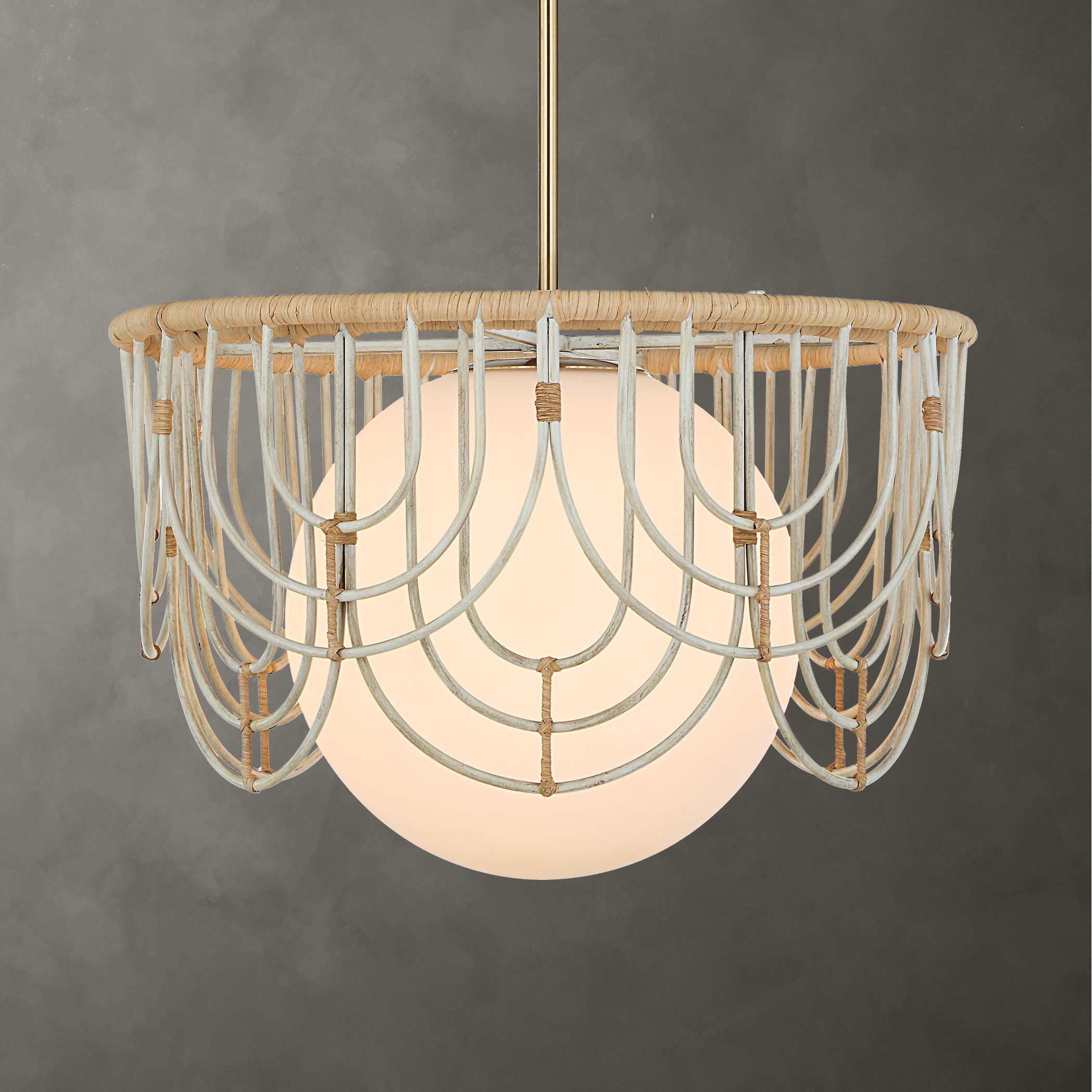 Arches 1 Light Rattan Pendant large image 