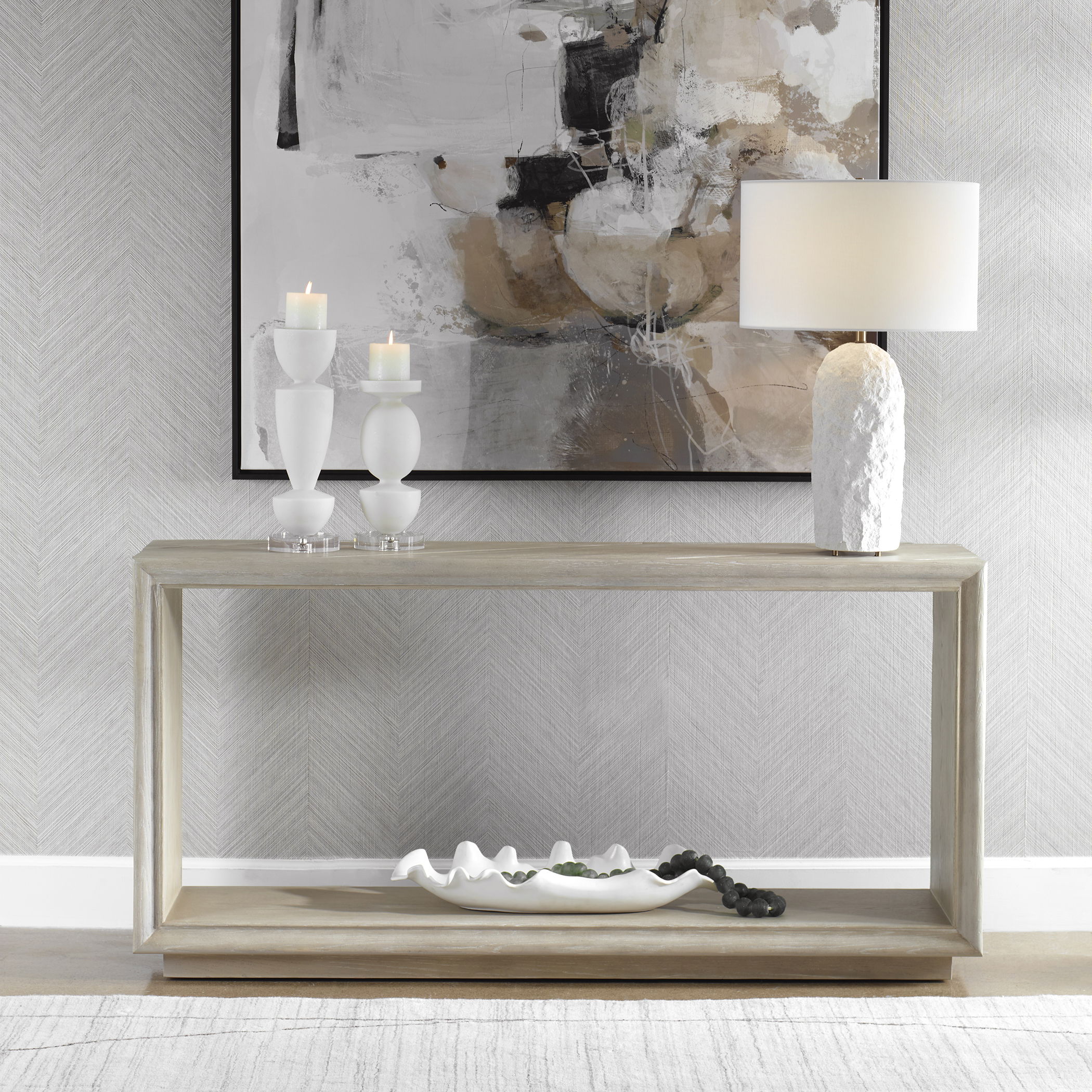Prism Light Oak Console Table, Furniture by Uttermost, 60" width x 30" height x 14" depth View 2