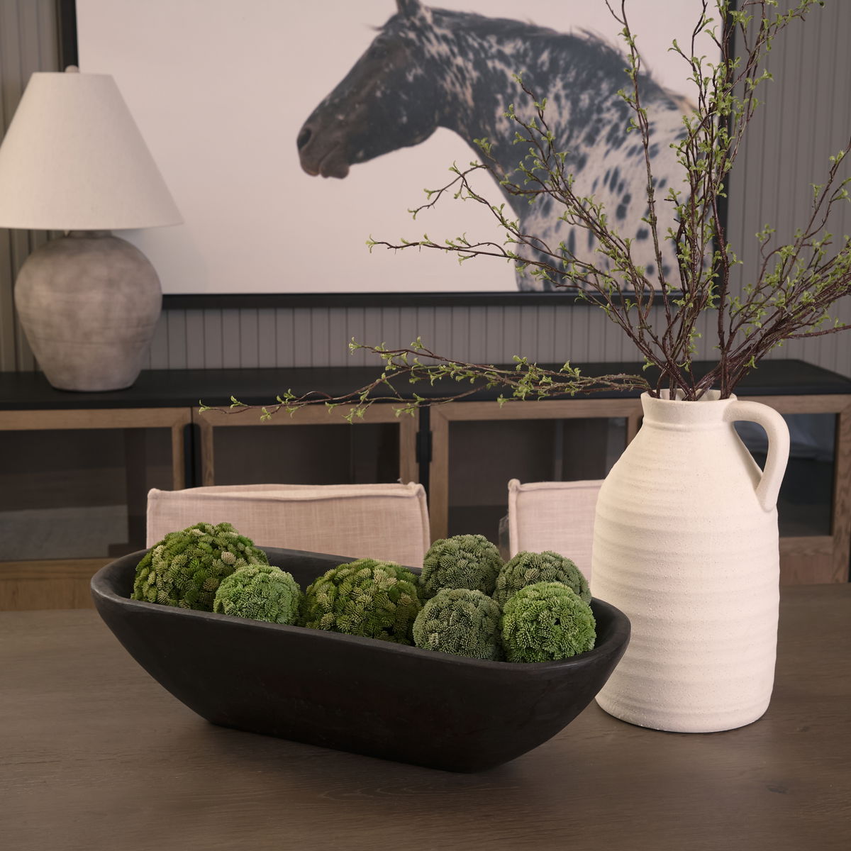 Athena Extra Large Oblong Black-Brown Reclaimed Wood Bowl, Decorative Bowl by Mercana, 26" length x 10" width x 7" height View 2