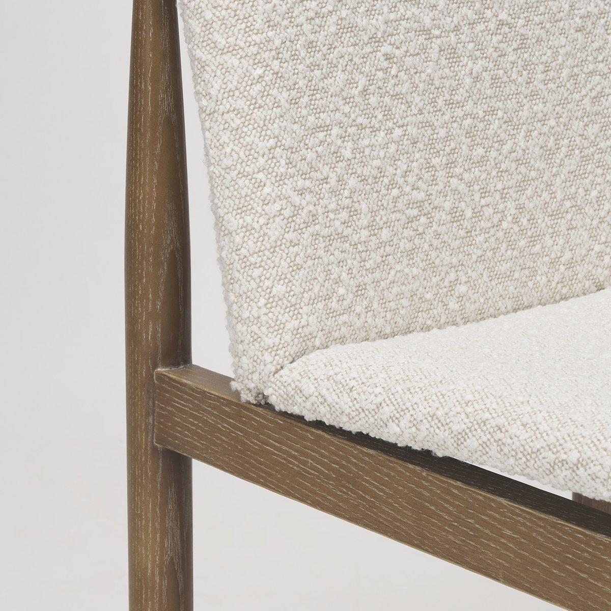 Cavett Curved Back Dining Side Chair | Cream Boucle with Wood, Dining Chair by Mercana, 18" length x 24.21" width x 33.46" height View 15