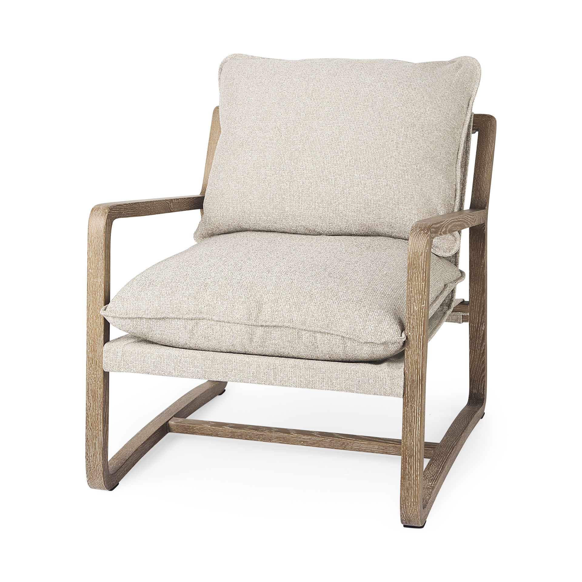 Brayden 28.3L x 34.1W x 35H Light Brown Wood with Beige Fabric Seat Accent Chair large image 