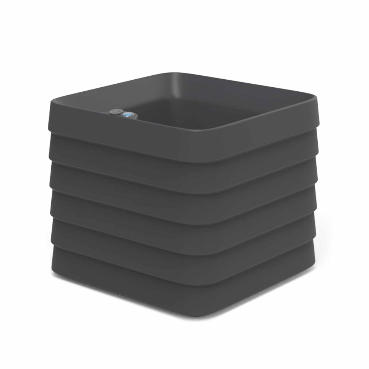 TruDrop Slat Self Watering Planter Box, Caviar Black, Square, by Crescent Garden, 22" width x 19.69" height x 22" depth View 1