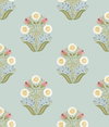 Sophie Aqua Floral Medallion Peel & Stick Wallpaper, by York Wall, 20' length x 1'8.5" width x 0.02" depth thumbnail 2