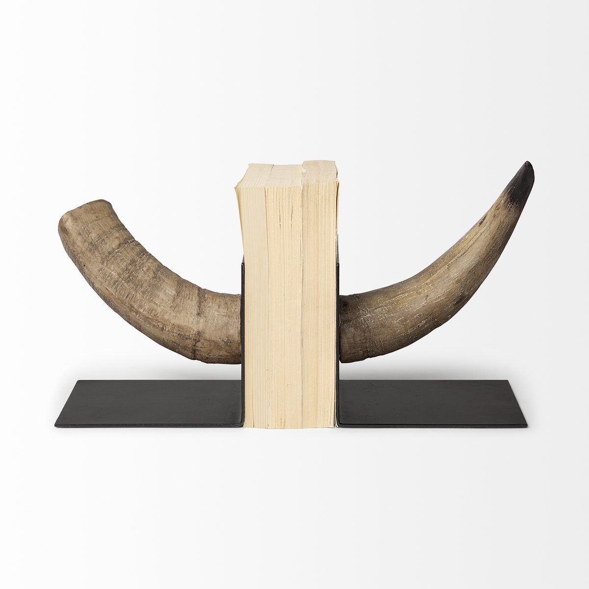 Nickerson (Set of 2) 6L x 7W Bull Horn Bookends, by Mercana, 5.5" length x 6.5" width x 5.51" height View 3