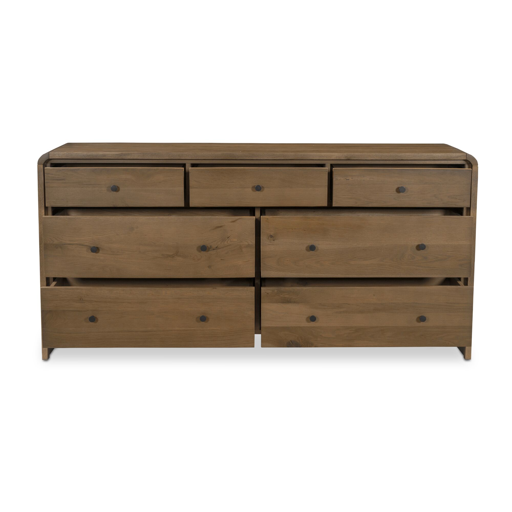 Riley 7 Drawer Dresser Oak, by Moe's Home, 70" width x 34" height x 19" depth View 4