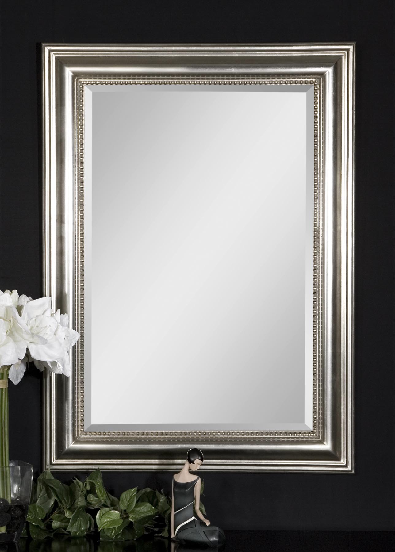 Stuart Silver Beaded Mirror large image 