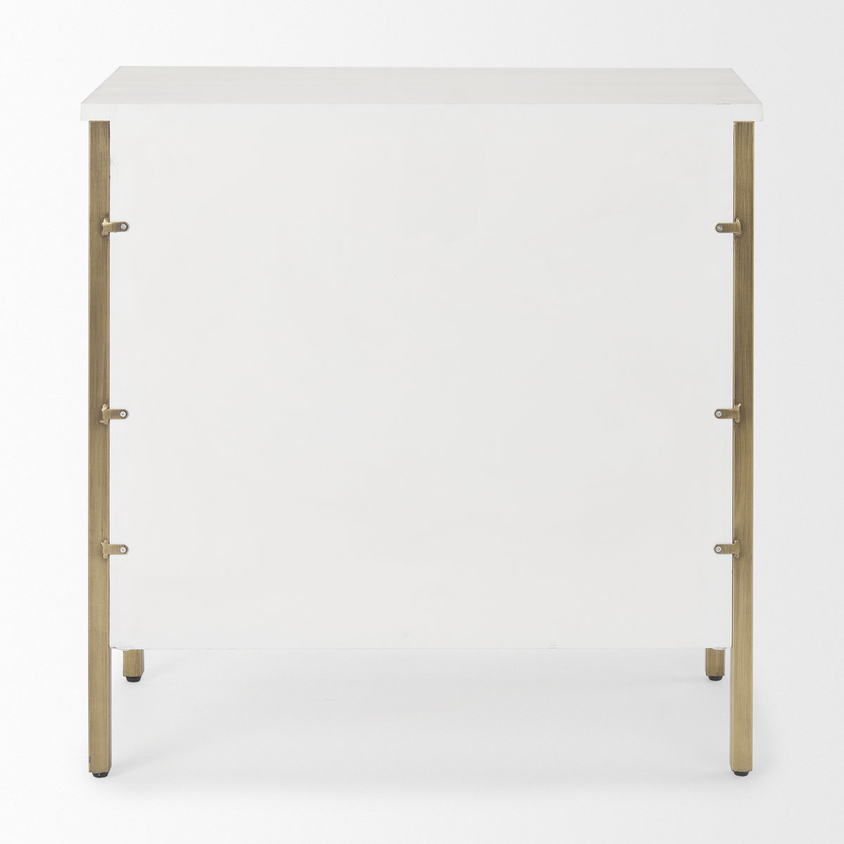Savannah White Fir Veneer with Gold Metal 3-Drawer Accent Cabinet, Cabinets & Chest by Mercana, 31.89" length x 15.94" width x 31.5" height View 6
