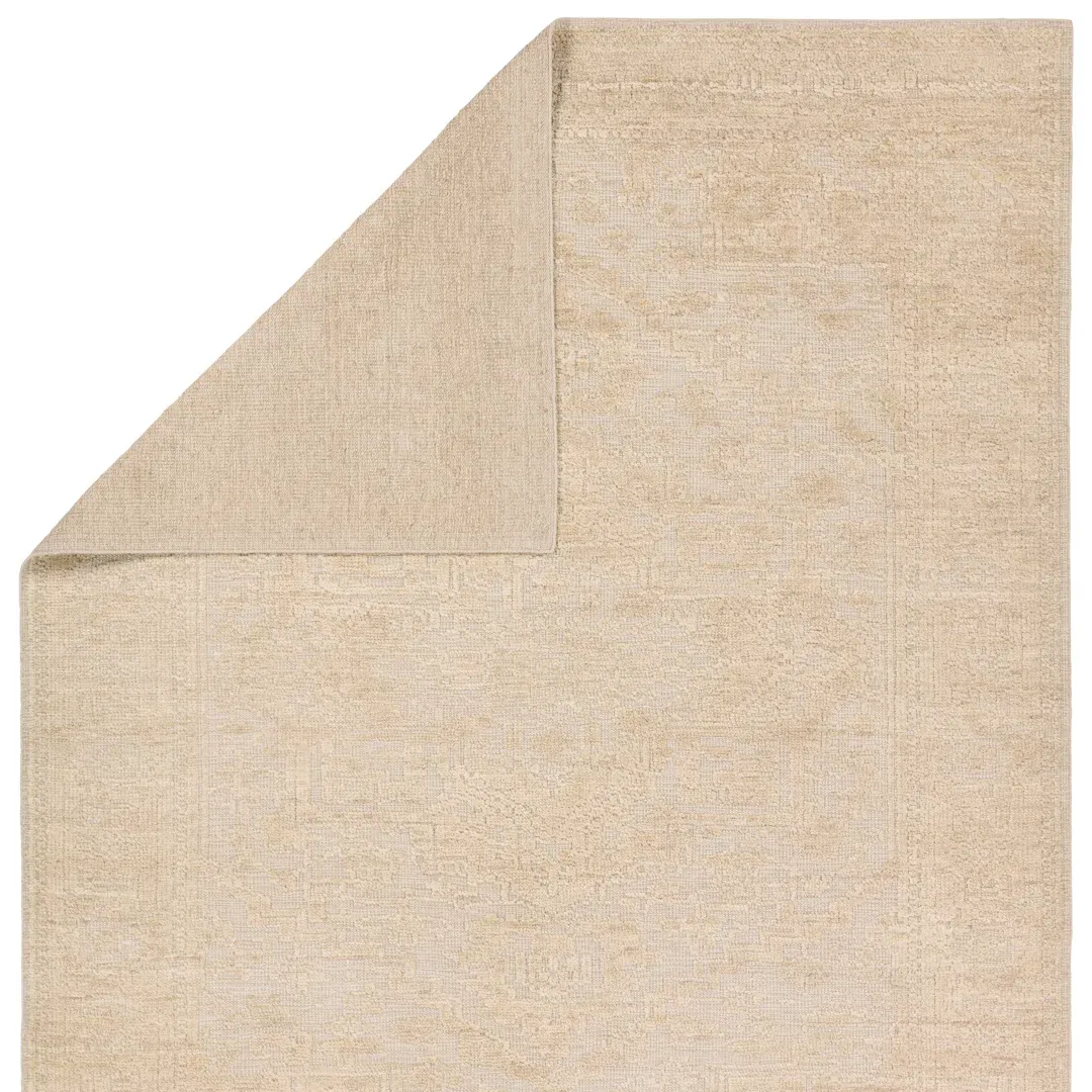 Jaipur Living Pranhita APS01 Handknotted Medallion Tan and Cream Area Rug (9'x12') large image 