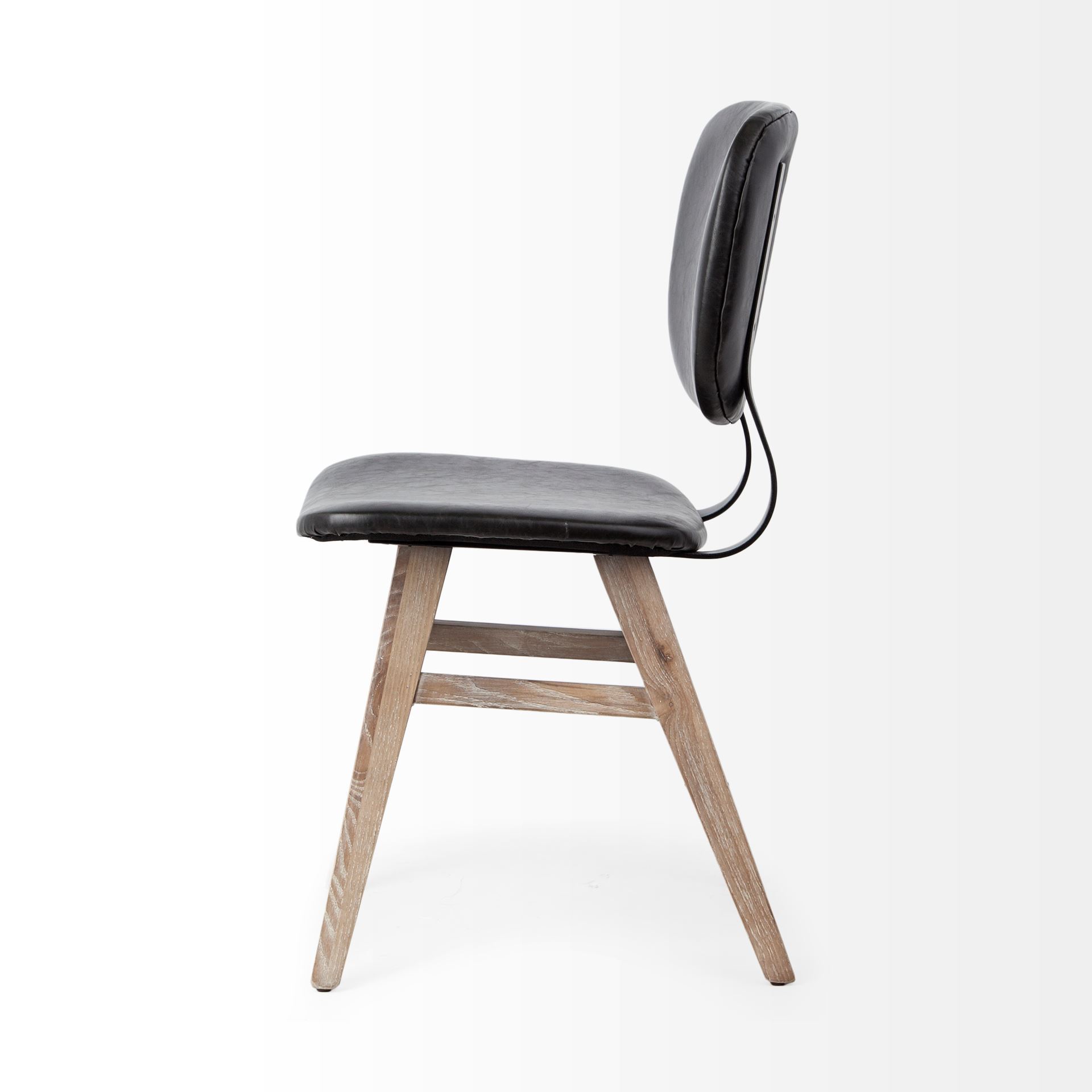 Haden I Black Faux-Leather Wrap Brown Solid Wood and Iron Base Dining Chair large image 