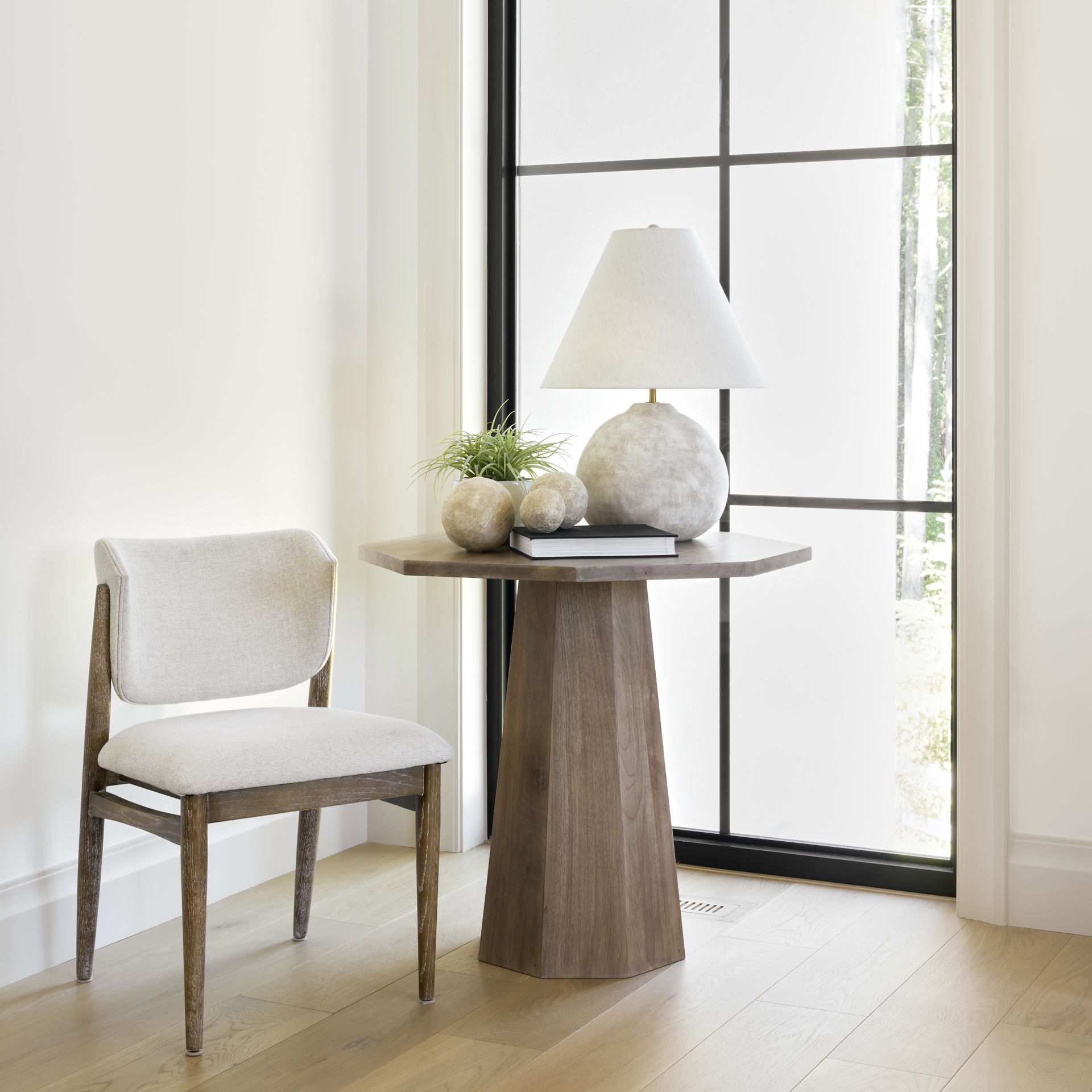 Mehdi Cream Ceramic Table Lamp, by Mercana, 18" length x 18" width x 25.3" height View 4