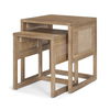 Grier Set of 2 Light Brown Solid Wood with Cane Nesting Accent Tables thumbnail 0