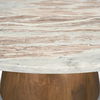 Allyson Round Brown Pedestal with Pink Marble Top Coffee Table, by Mercana, 42" length x 42" width x 16" height thumbnail 10